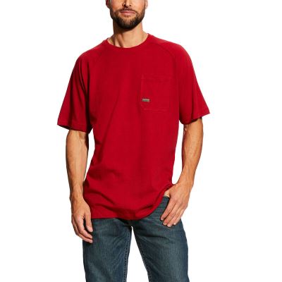 Ariat Rebar Cotton Strong - T Shirts Rood Heren - 13630-435